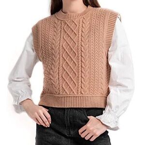 Questions? Medium Heather Latte Brown/Tan Color Sweater Vest New without tags